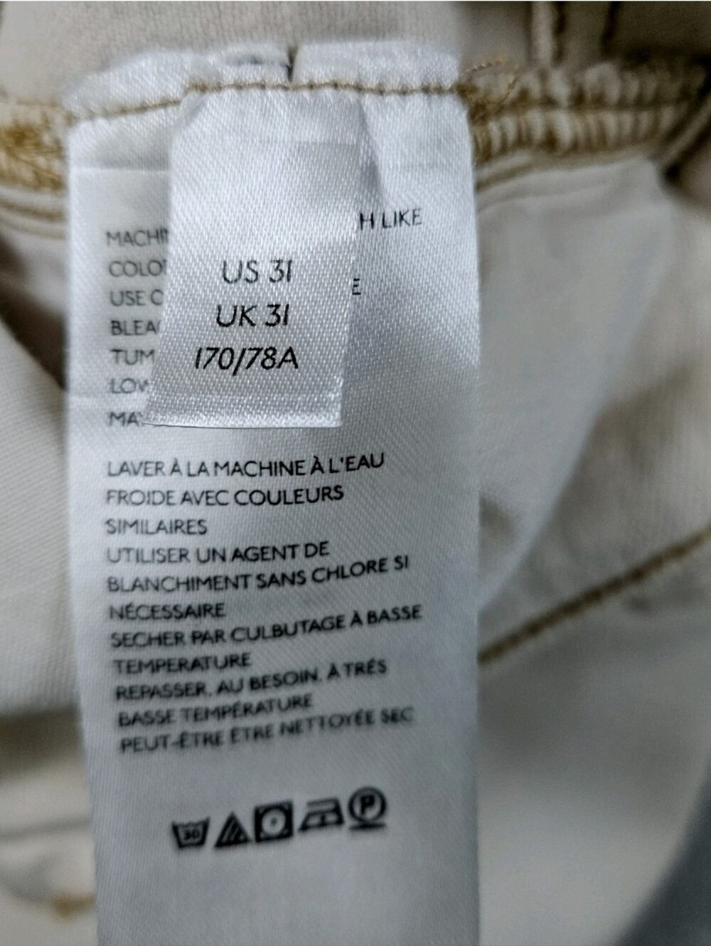 Free People We The Free Tea High Rise Skinny Jeans Cream Ivory Raw Hem 31 - Picture 5 of 14
